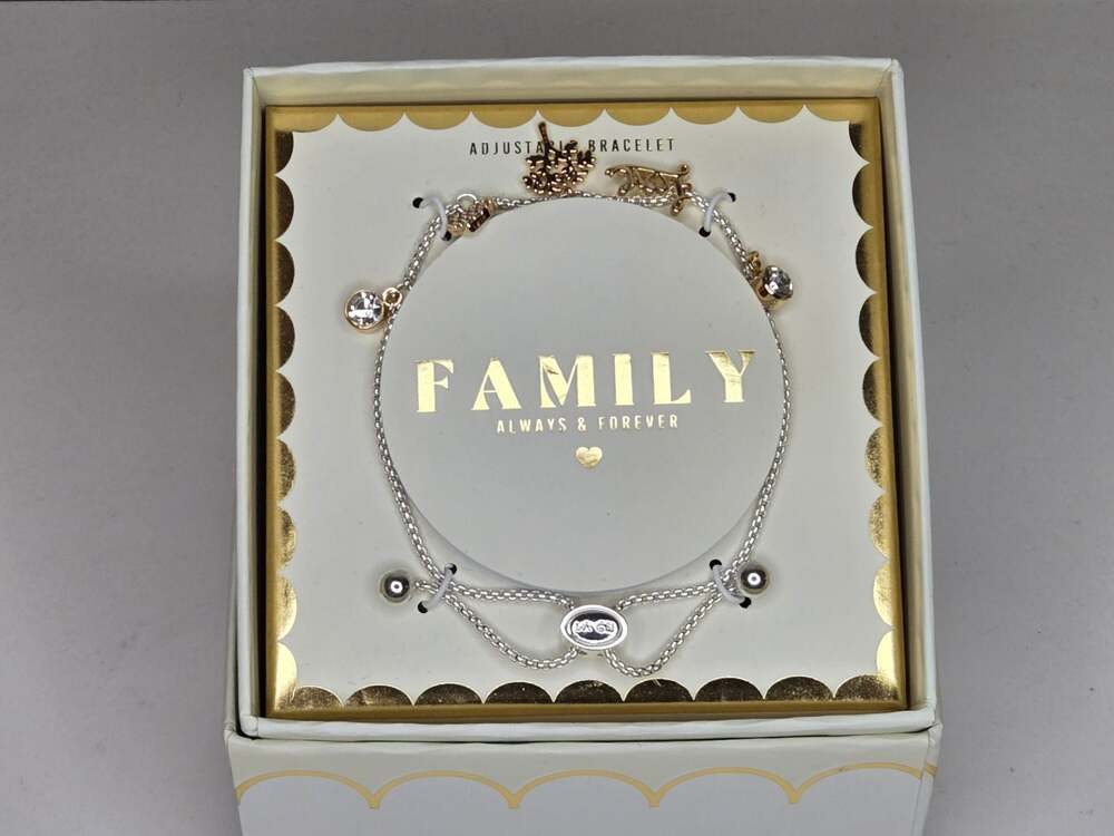 Family Always & Forever Adjustable Charm Bracelet